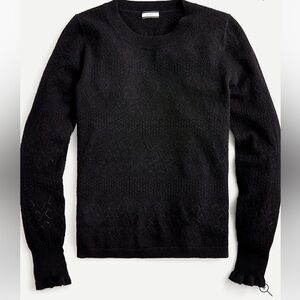 JCREW black Cashmere crewneck sweater with pointelle stitch